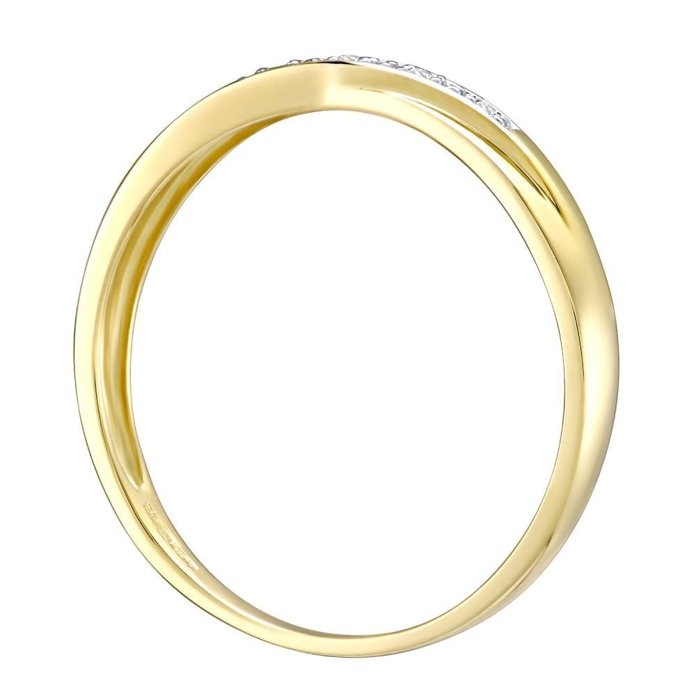9ct Gold Natural Diamond Crossover Wedding Band Ring
