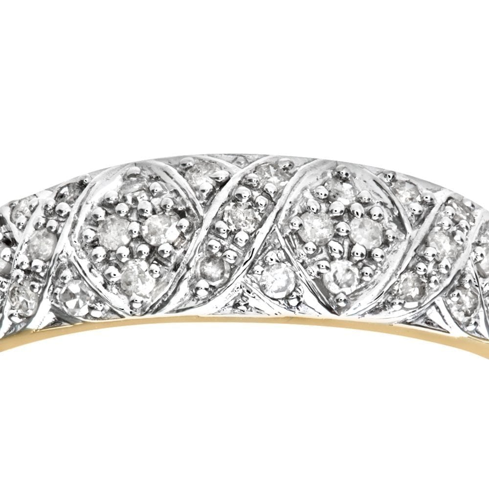 9ct Gold 0.20 Carat Natural Diamond Art Deco Wedding Ring
