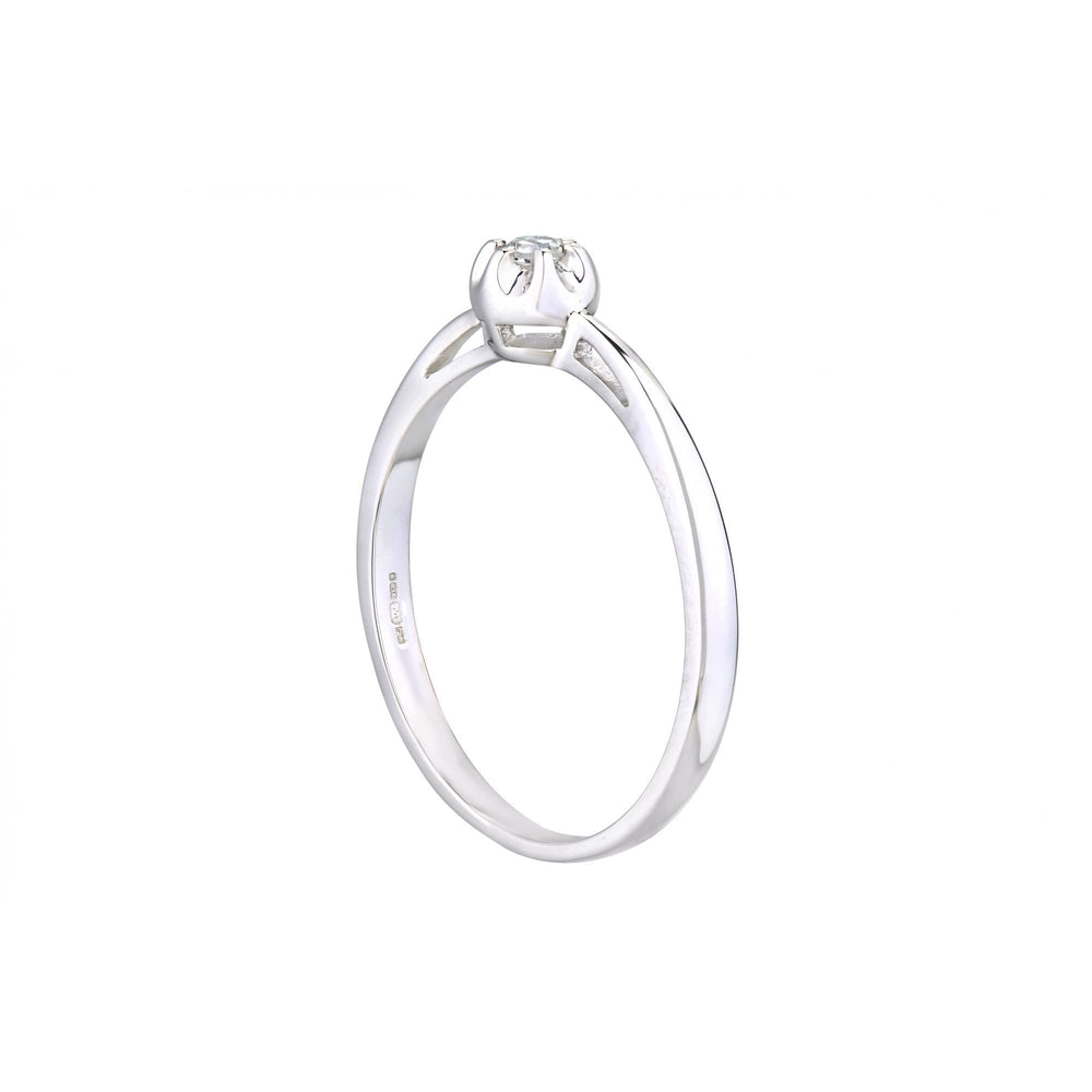 9ct White Gold Natural Diamond Solitaire Engagement Ring