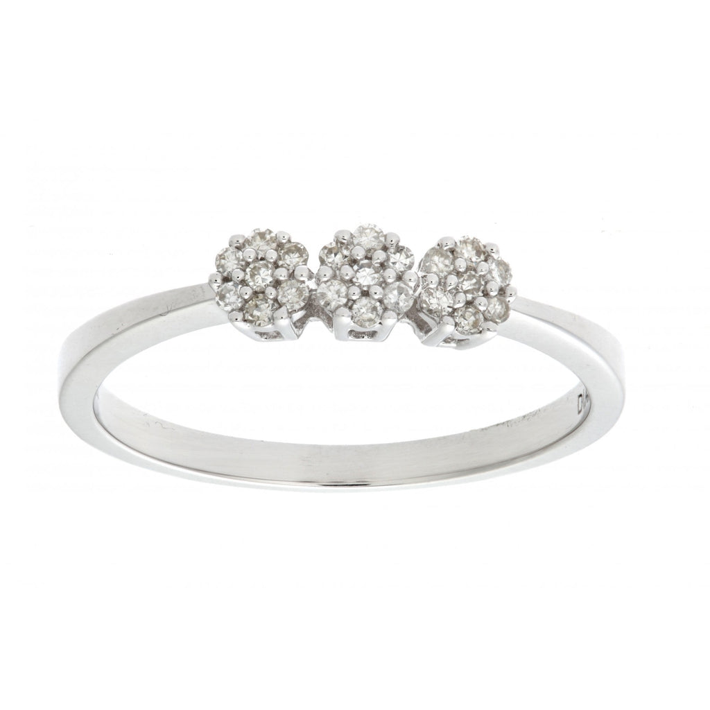 9ct White Gold 0.10 Carat Natural Diamond Trilogy Ring