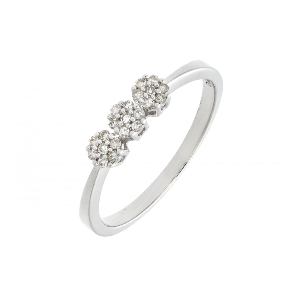 9ct White Gold 0.10 Carat Natural Diamond Trilogy Ring