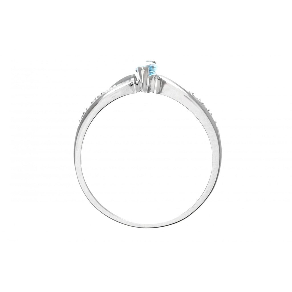 Ladies 9ct White Gold 0.03ct Diamond and Marquise Blue Topaz Ring