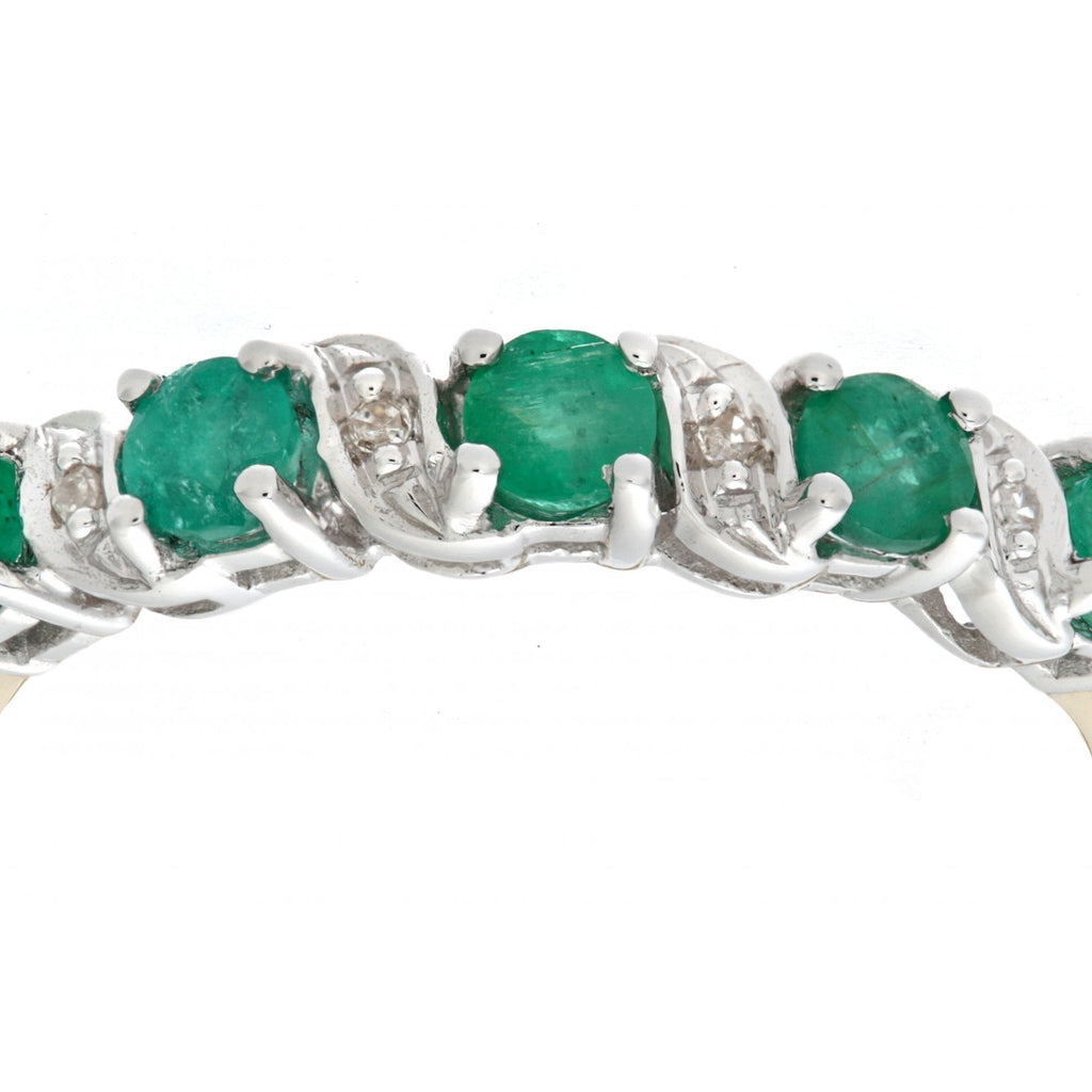 9ct Yellow Gold 0.63ct  Round Emerald & Diamond Eternity Ring