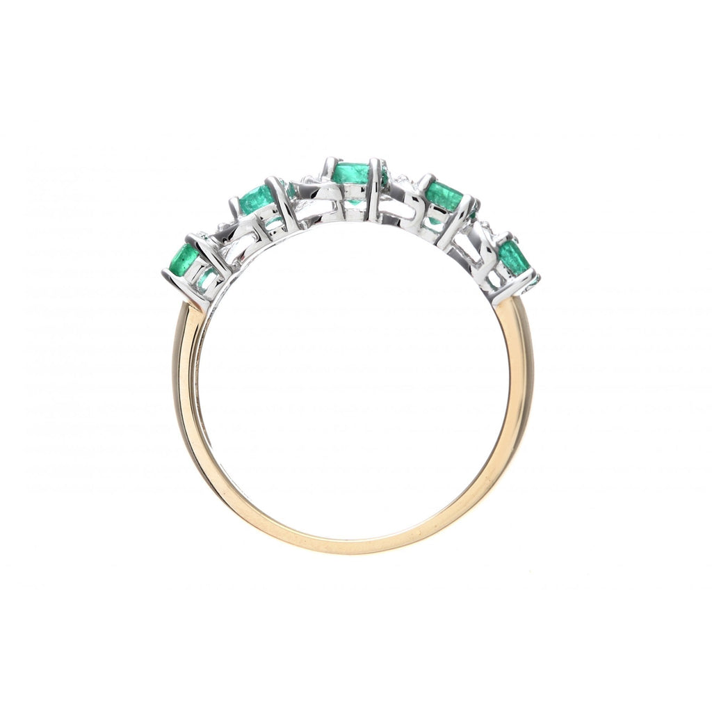 9ct Yellow Gold 0.63ct  Round Emerald & Diamond Eternity Ring