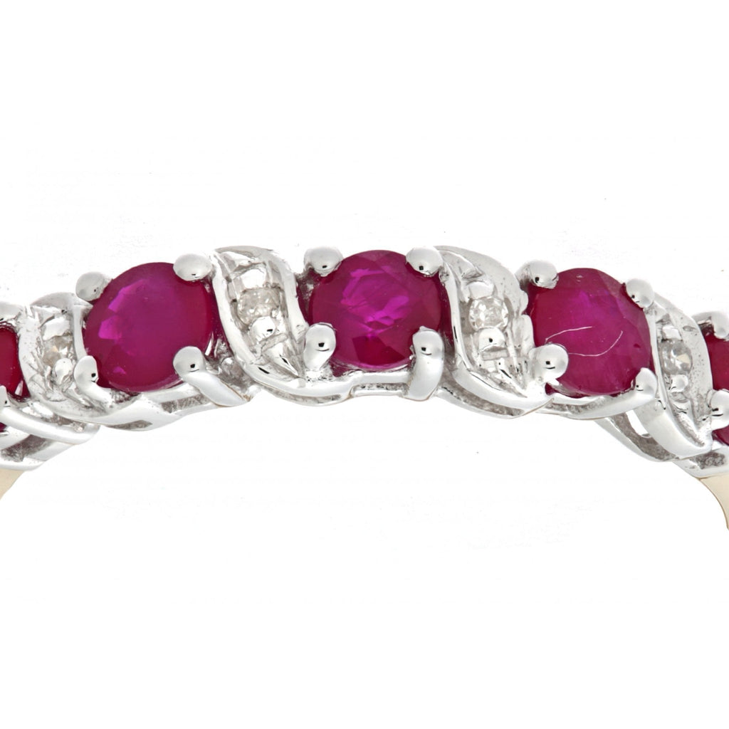 9ct Yellow Gold Ruby And 0.02ct Diamond Eternity Ring