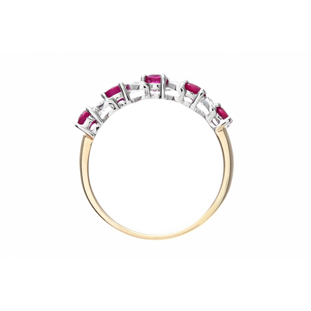 9ct Yellow Gold Ruby And 0.02ct Diamond Eternity Ring