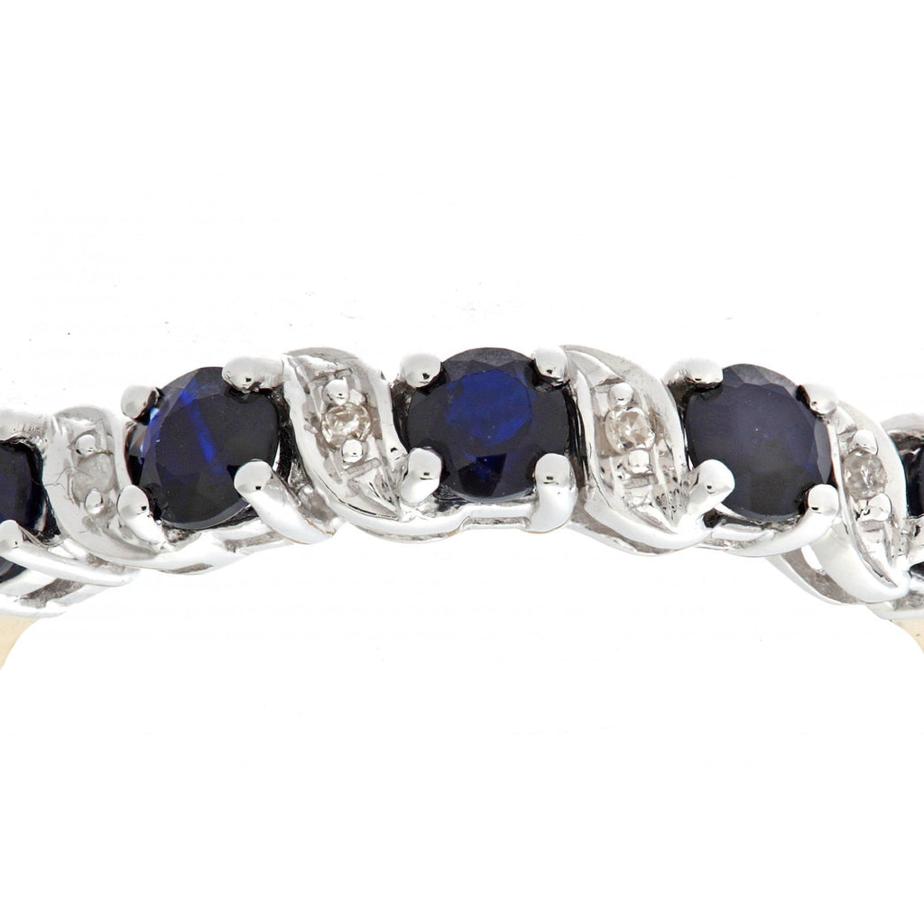 0.8 Ct Natural Blue Sapphire and Diamond 5 Stone Half Eternity Ring in 9ct Yellow Gold