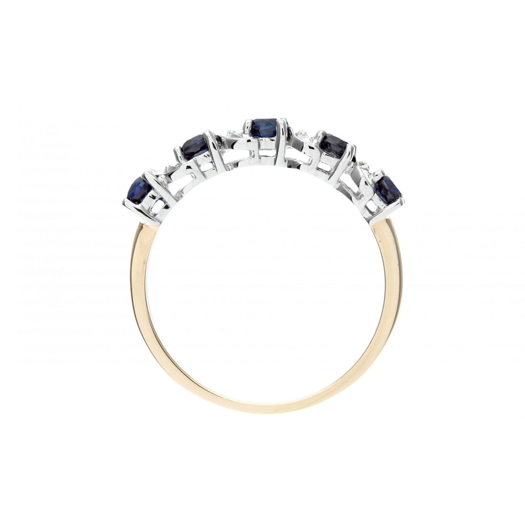 0.8 Ct Natural Blue Sapphire and Diamond 5 Stone Half Eternity Ring in 9ct Yellow Gold