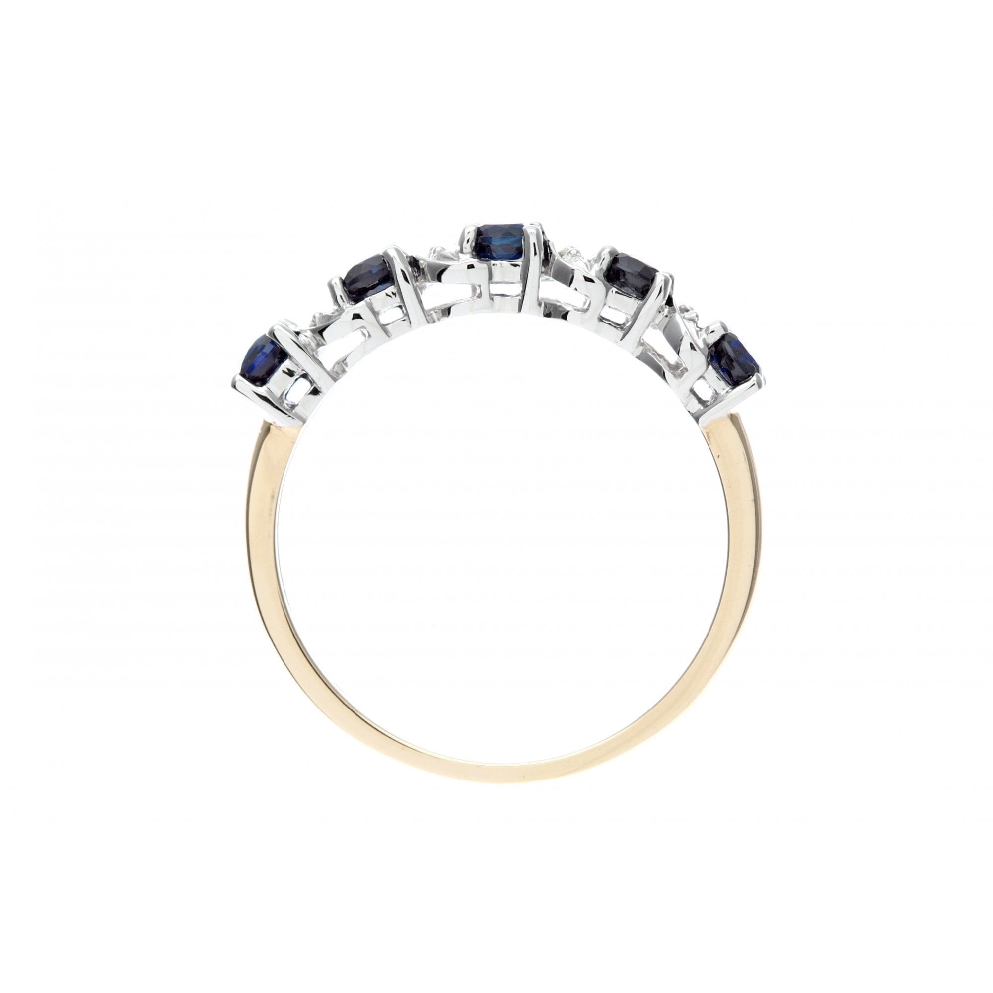 0.8 Ct Natural Blue Sapphire and Diamond 5 Stone Half Eternity Ring in 9ct Yellow Gold