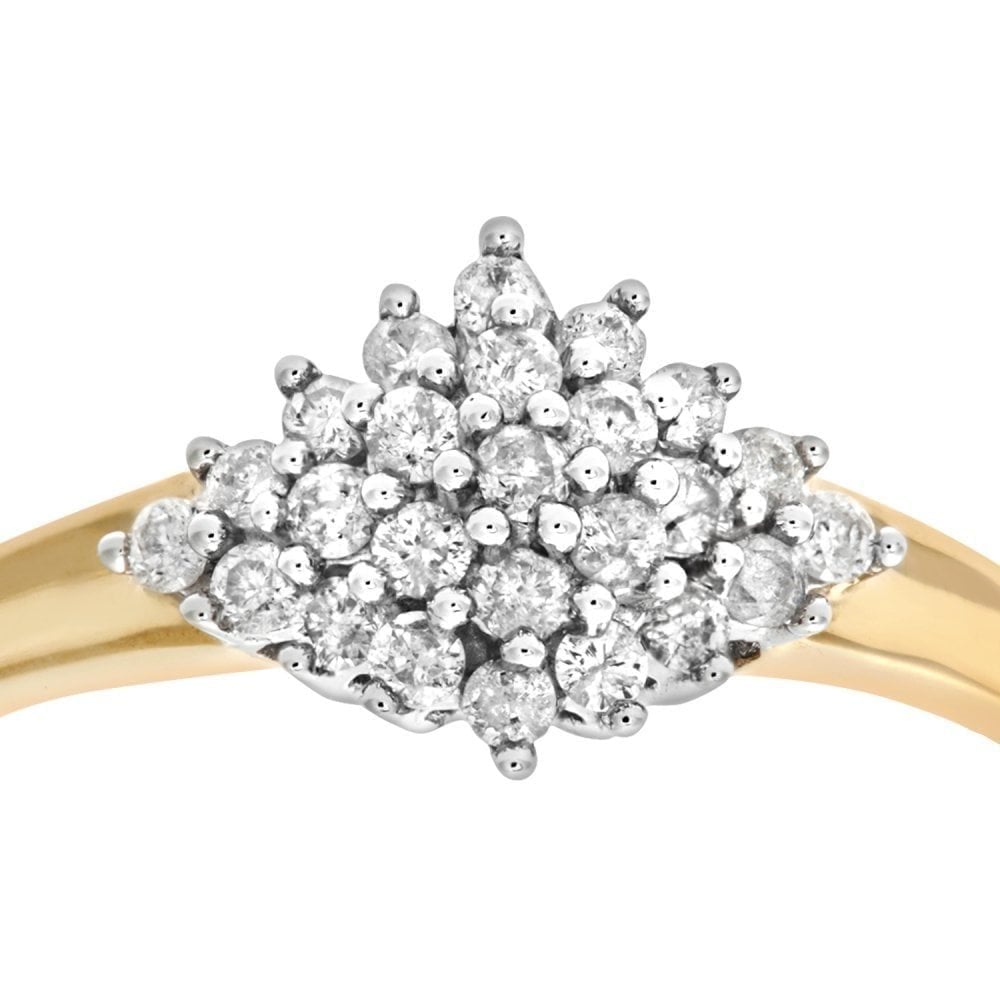 9ct Gold 0.33 Carat Natural Diamond Cluster Engagement Ring
