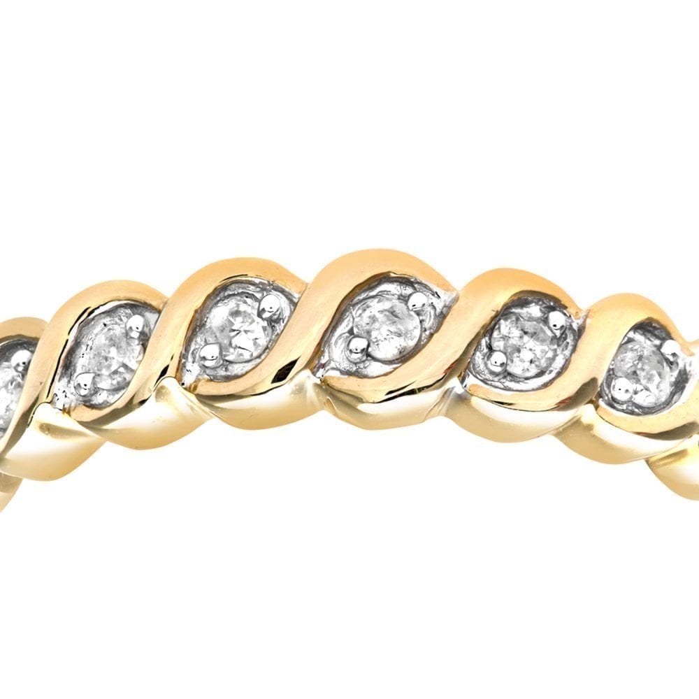 9ct Gold 0.10 Carat Natural Diamond Spiral Eternity Ring
