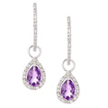 9ct White Gold Amethyst Teardrop 0.20ct Diamond Earrings