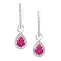 9ct White Gold Ruby Teardrop 0.20ct Diamond Earrings