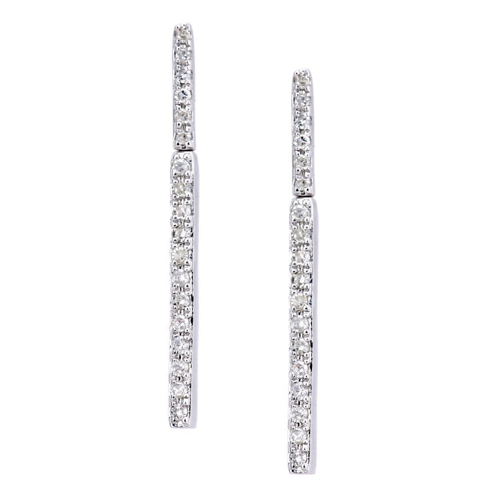Diamond Drop Earrings 9ct White Gold | Prime Jewellery