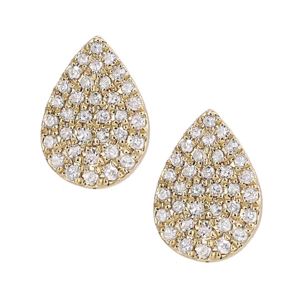 9ct Gold 0.18 Carat Natural Diamond Cluster Teardrop Stud Earrings