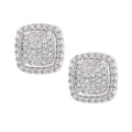 Diamond Halo Stud Earrings 9ct White Gold | Prime Jewellery