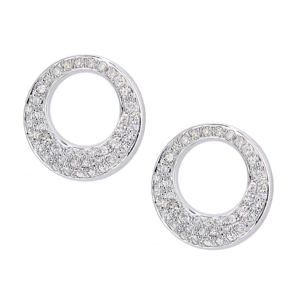 9ct White Gold 0.20 Carat Natural Diamond Circle Stud Earrings