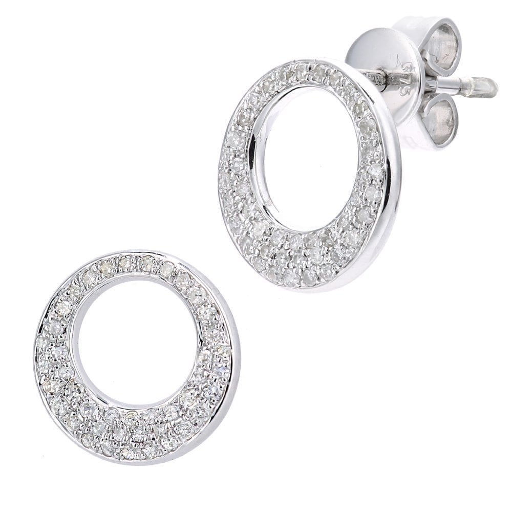 9ct White Gold 0.20 Carat Natural Diamond Circle Stud Earrings