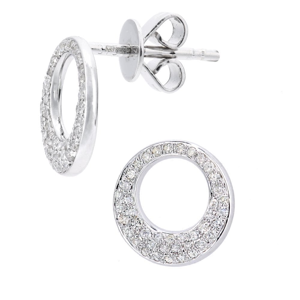 9ct White Gold 0.20 Carat Natural Diamond Circle Stud Earrings