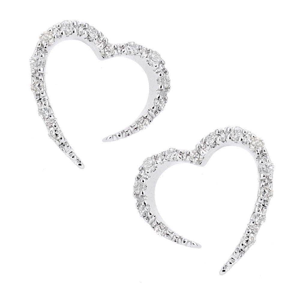 Diamond Heart Stud Earrings 9ct White Gold | Prime Jewellery