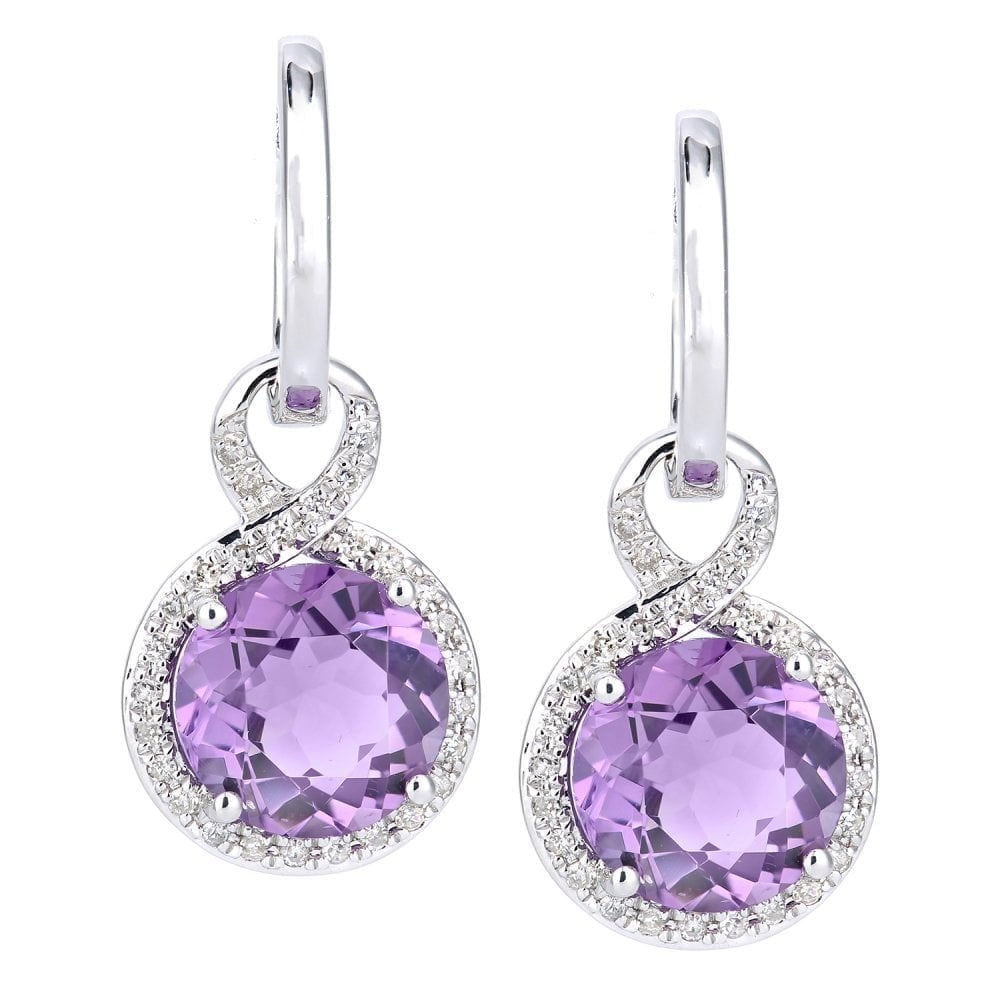 Amethyst Drop Earrings 9ct White Gold | Prime Jewellery