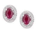 Ruby Cluster Earrings 9ct White Gold | Prime Jewellery