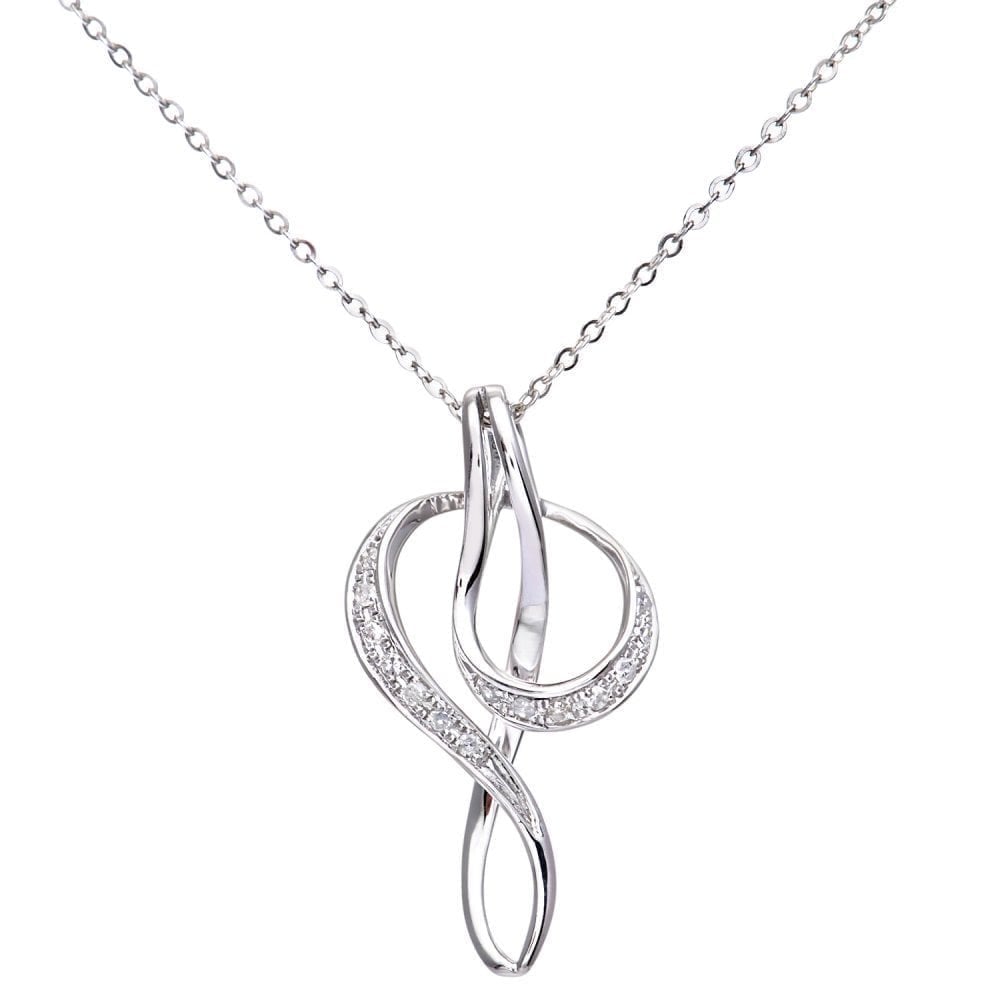 Diamond Knot Necklace 9ct White Gold | Prime Jewellery