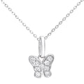 9ct White Gold 0.10 Carat Natural Diamond Butterfly Necklace, I1 H-I Size 18 Inch