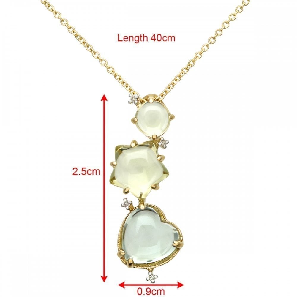 18ct Yellow Gold 0.02ct Diamond and Gemstone Necklace
