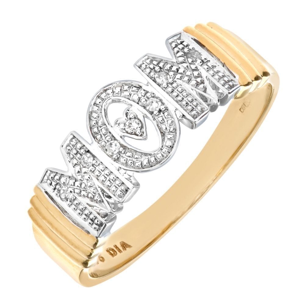 9ct Gold Natural Diamond Mum Ring