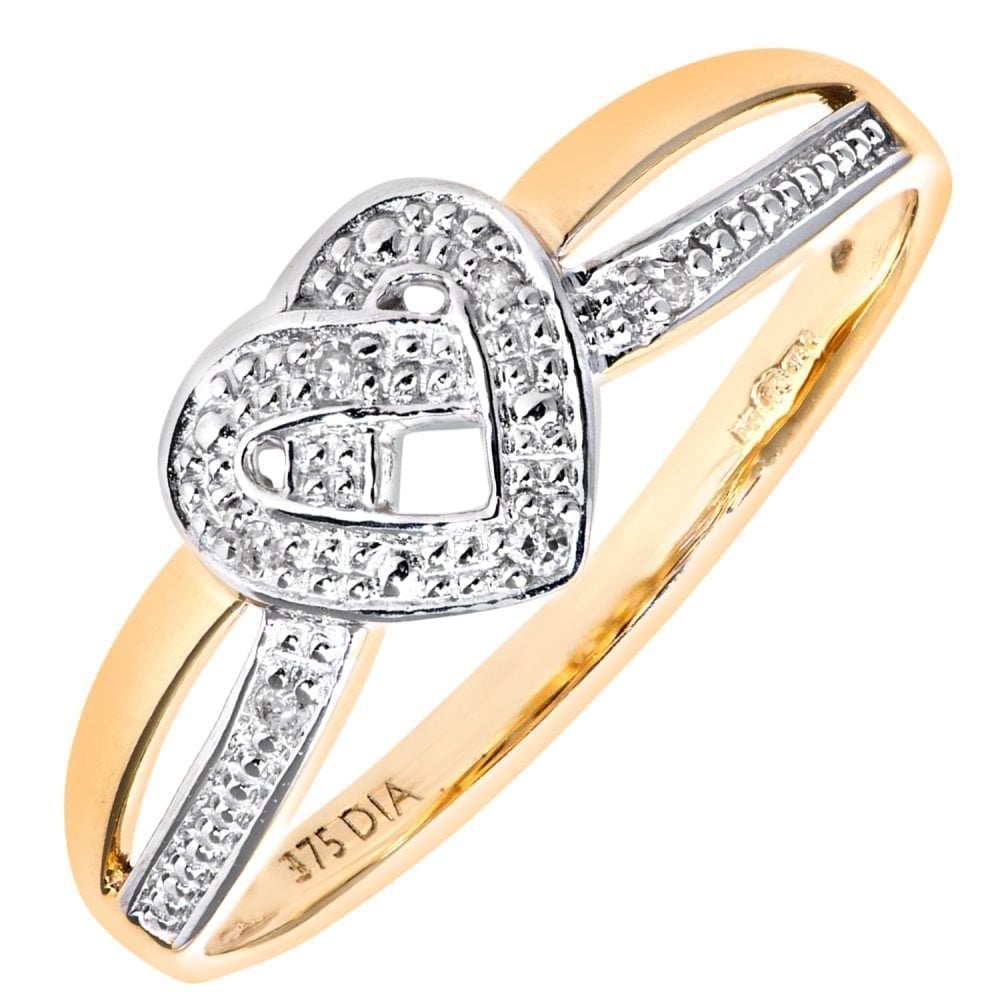 9ct Gold Natural Diamond Heart Ring