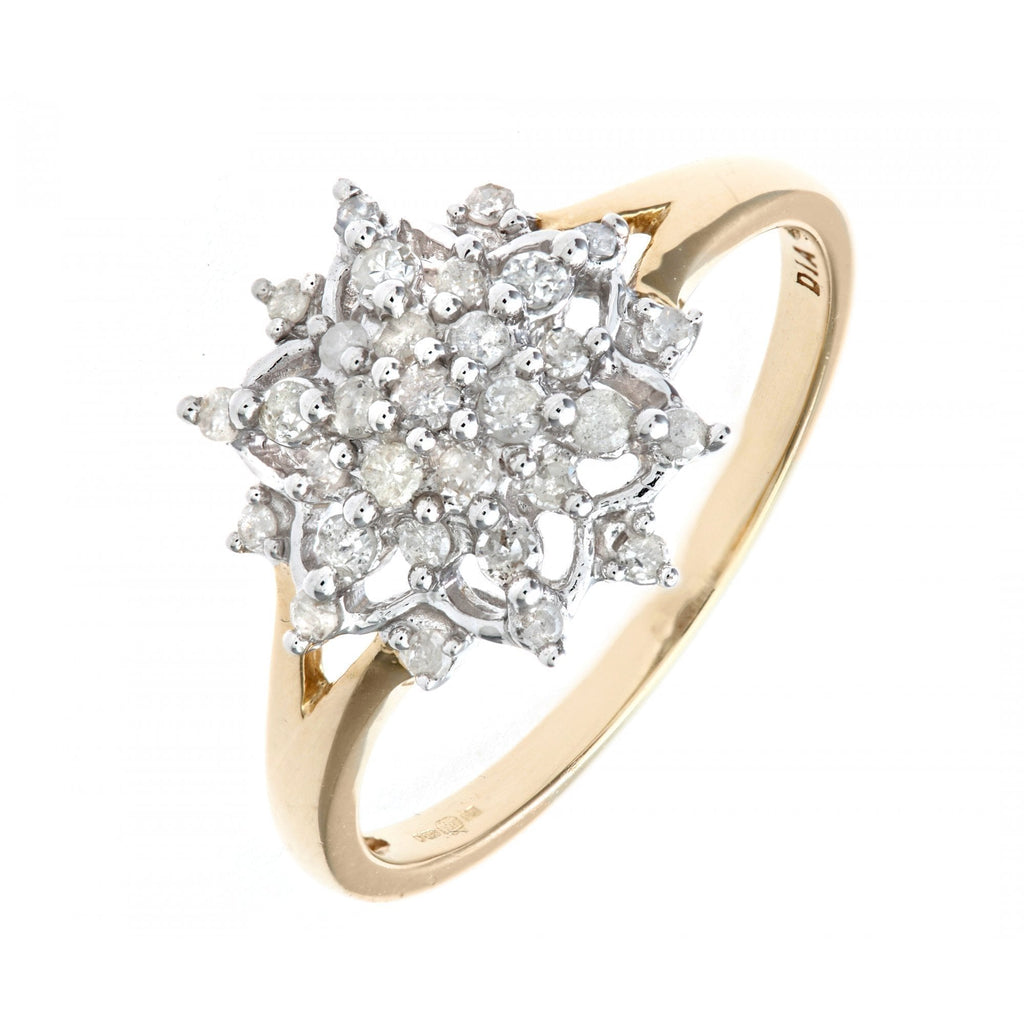 9ct Gold 0.30 Carat Natural Diamond Cluster Ring