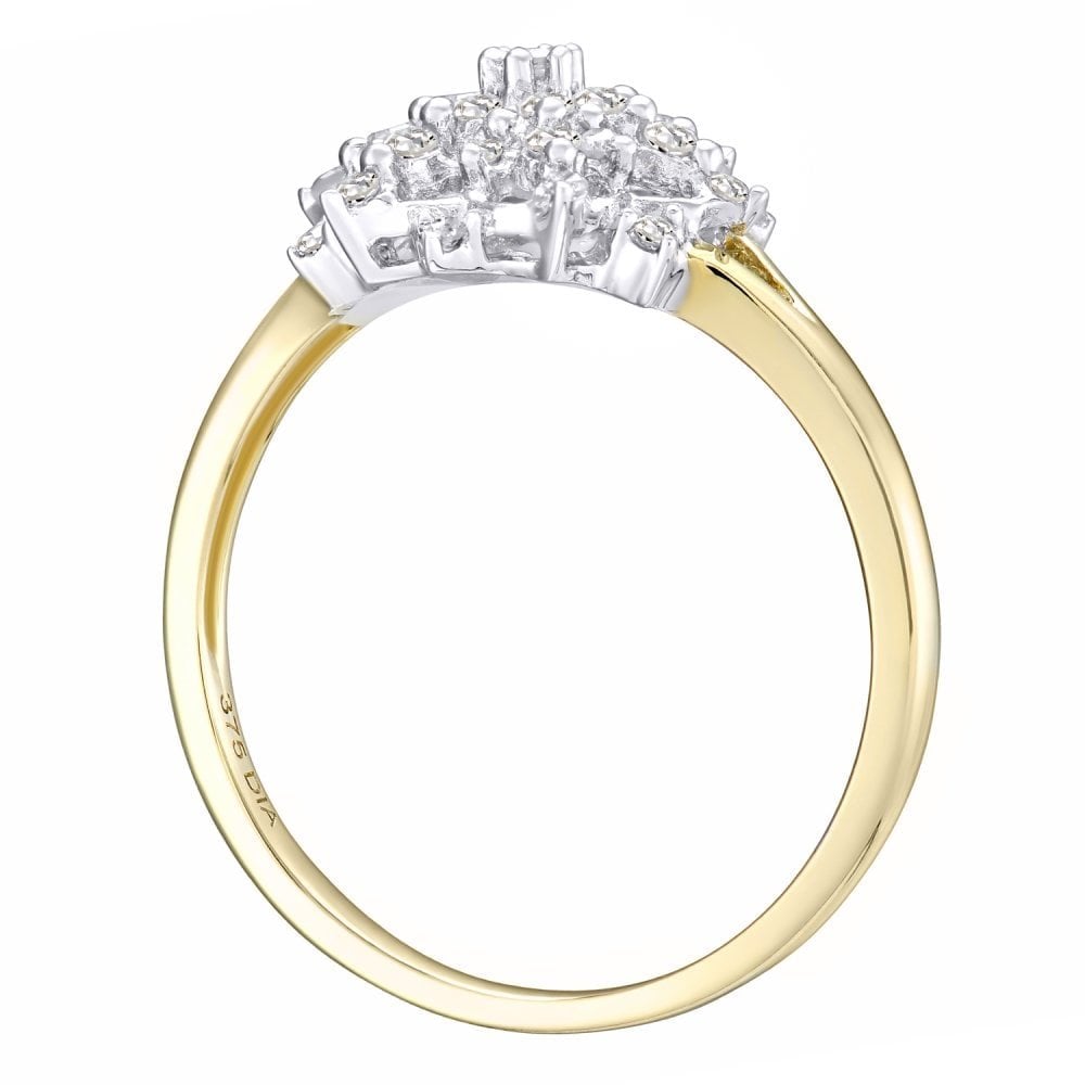 9ct Gold 0.30 Carat Natural Diamond Cluster Ring
