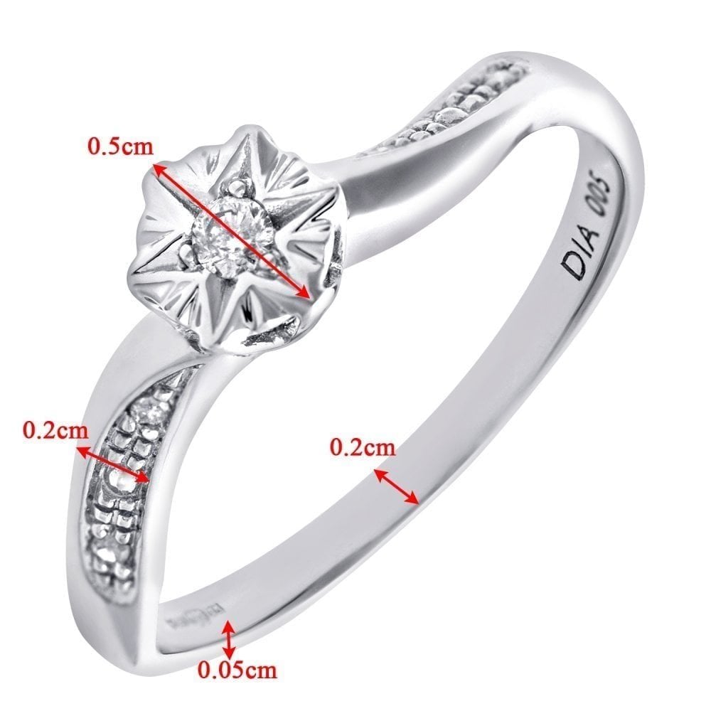 9ct White Gold Natural Diamond Engagement Ring
