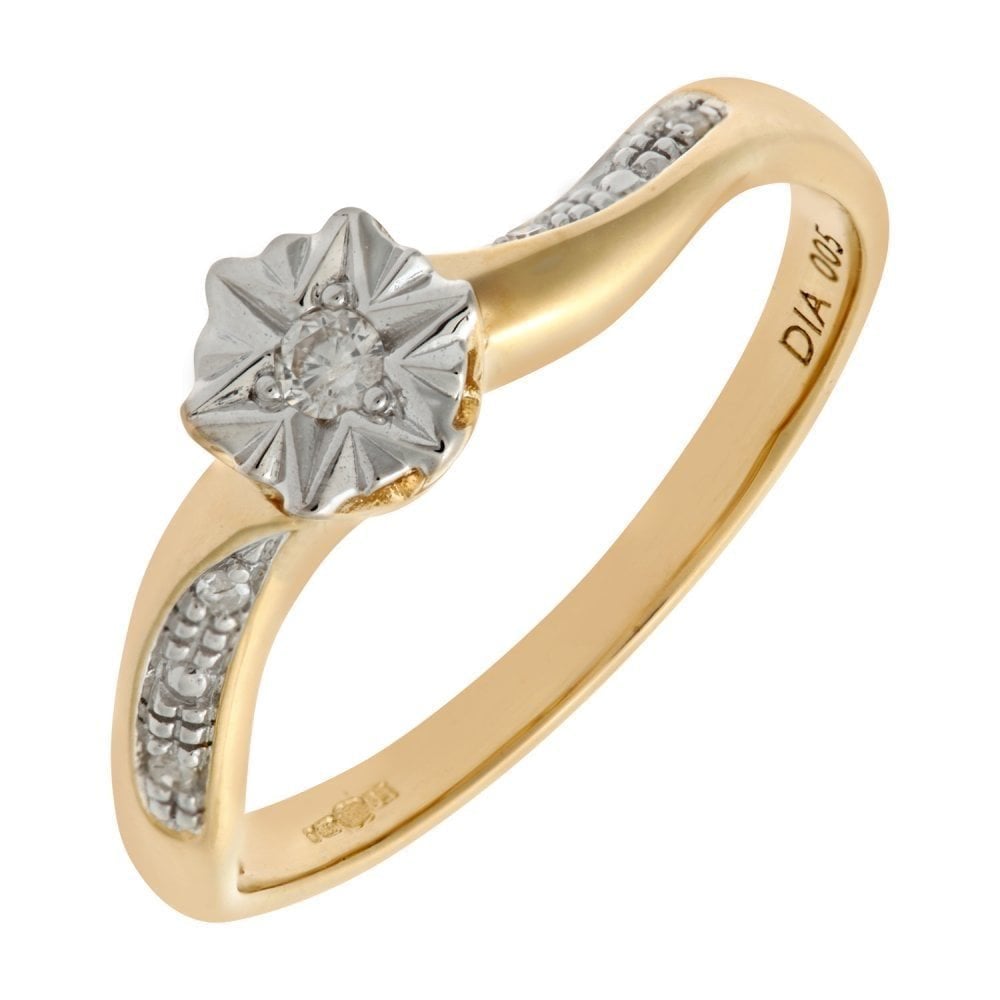 9ct Gold Natural Diamond Engagement Ring