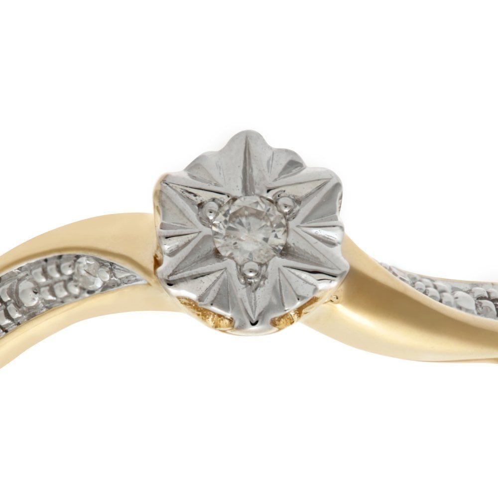 9ct Gold Natural Diamond Engagement Ring