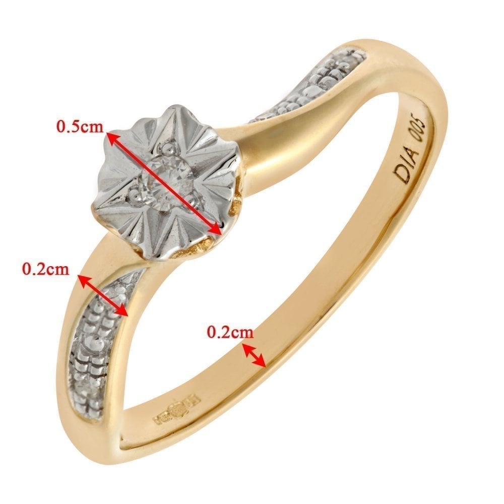 9ct Gold Natural Diamond Engagement Ring