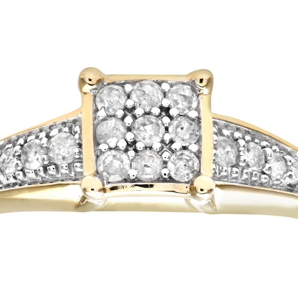 9ct Gold 0.25 Carat Natural Diamond Cluster Ring