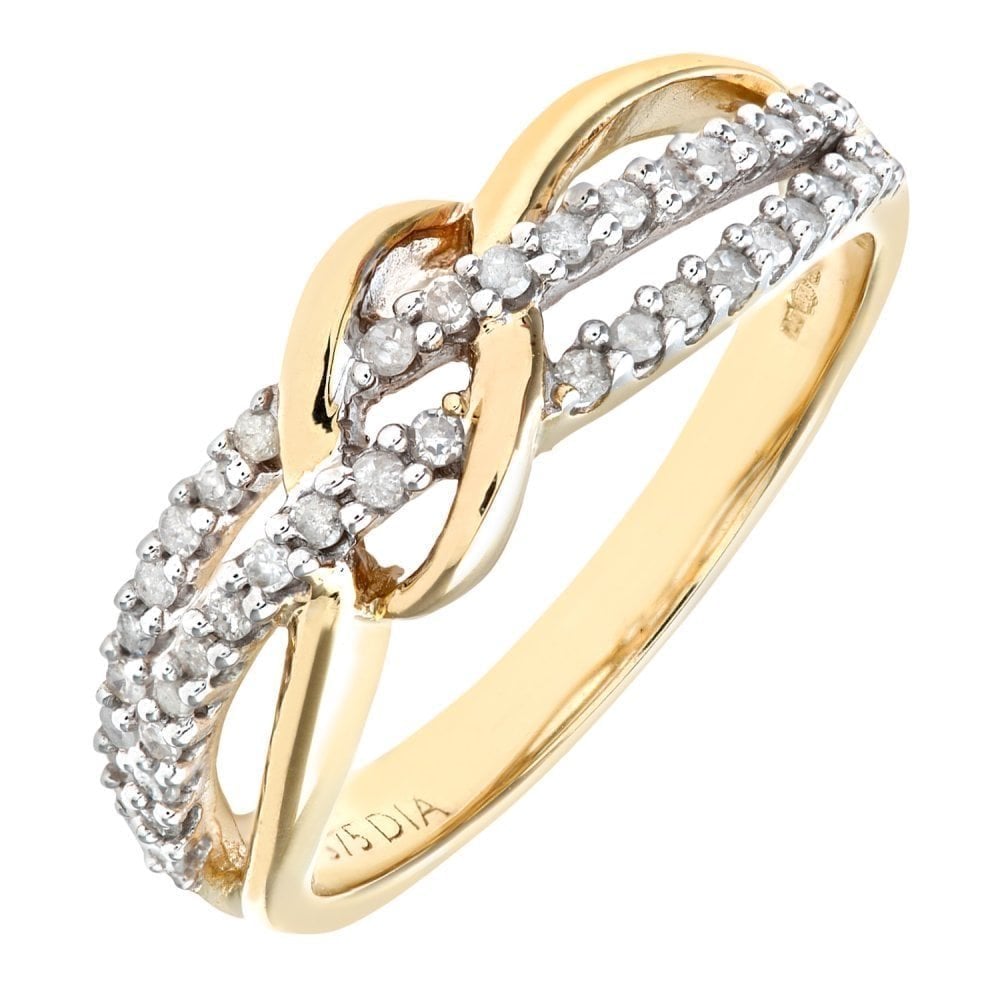 9ct Gold 0.20 Carat Natural Diamond Crossover Ring