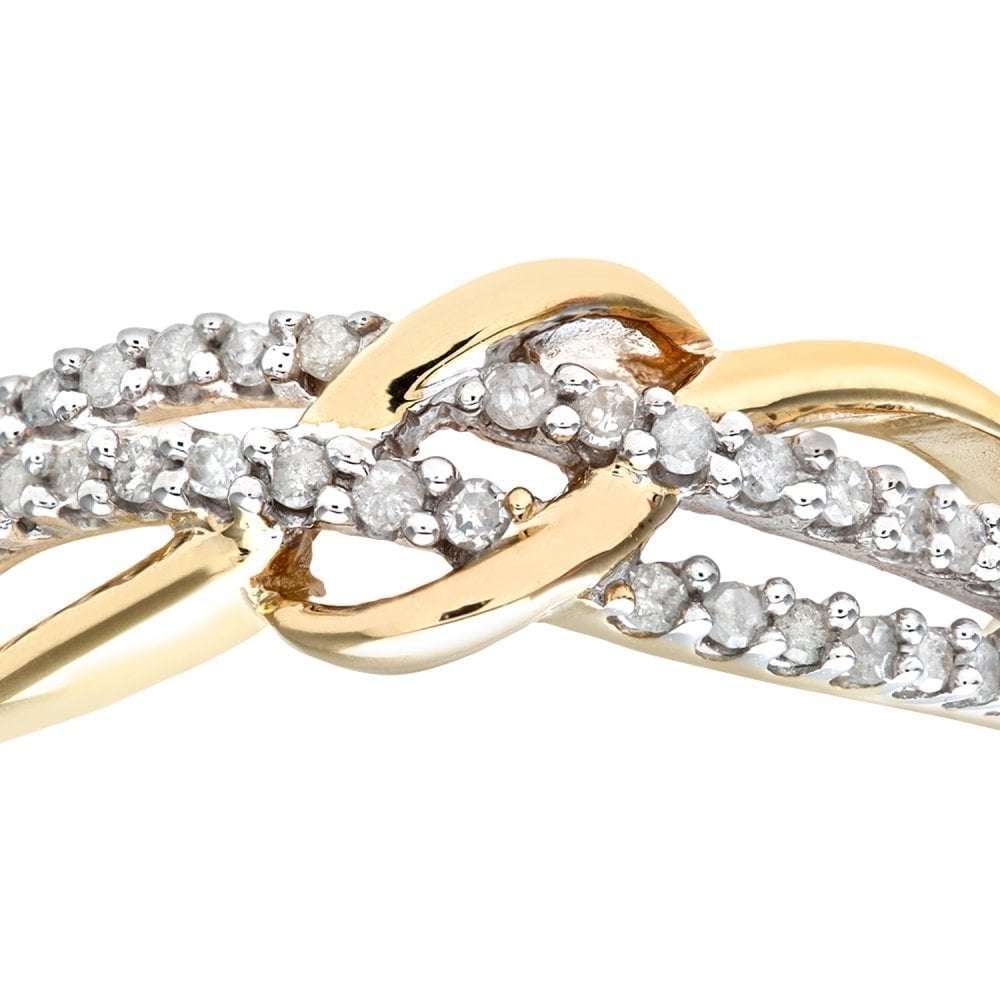9ct Gold 0.20 Carat Natural Diamond Crossover Ring