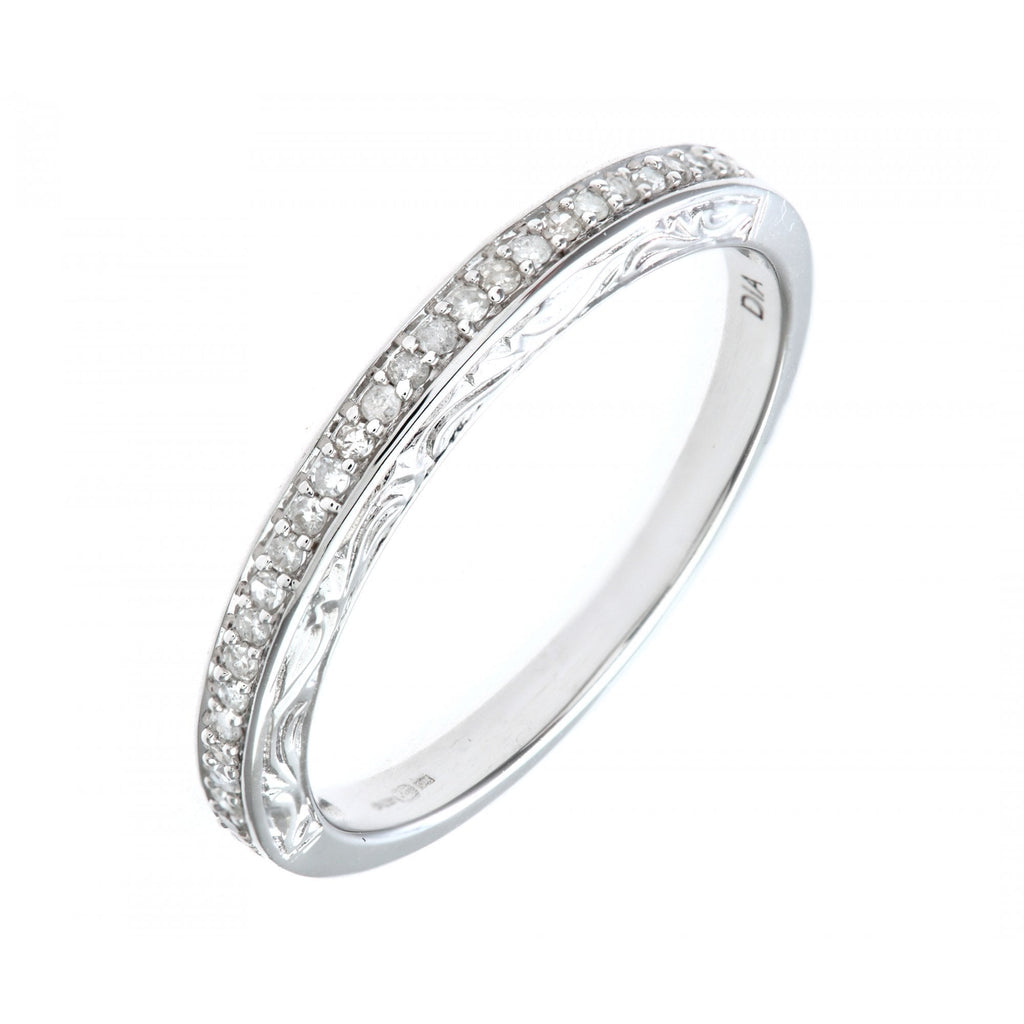9ct White Gold 0.10 Carat Natural Diamond Eternity Band Ring