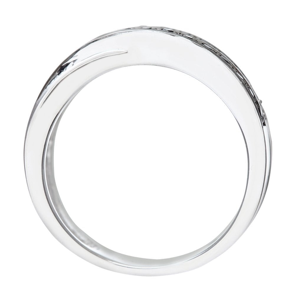 9ct White Gold 0.53 Carat Natural Black Diamond Crosover Eternity Ring