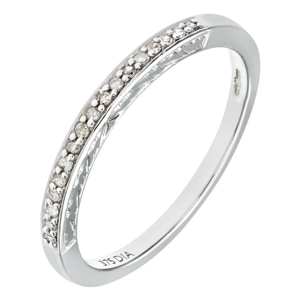 9ct White Gold Natural Diamond Wedding Eternity Band Ring