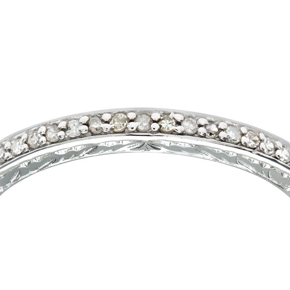 9ct White Gold Natural Diamond Wedding Eternity Band Ring