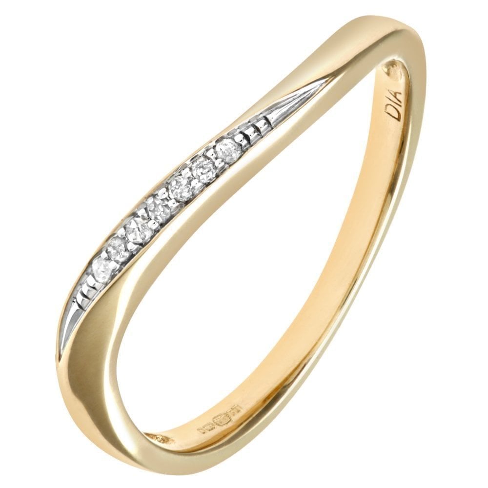 9ct Gold Natural Diamond Twisted Band Wedding Ring