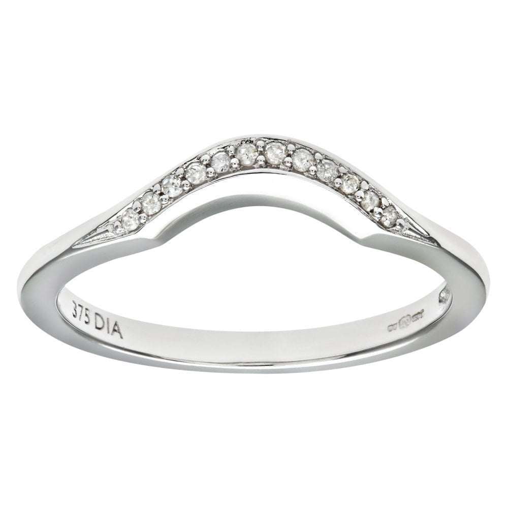 9ct White Gold Natural Diamond Stacker Bridal Ring