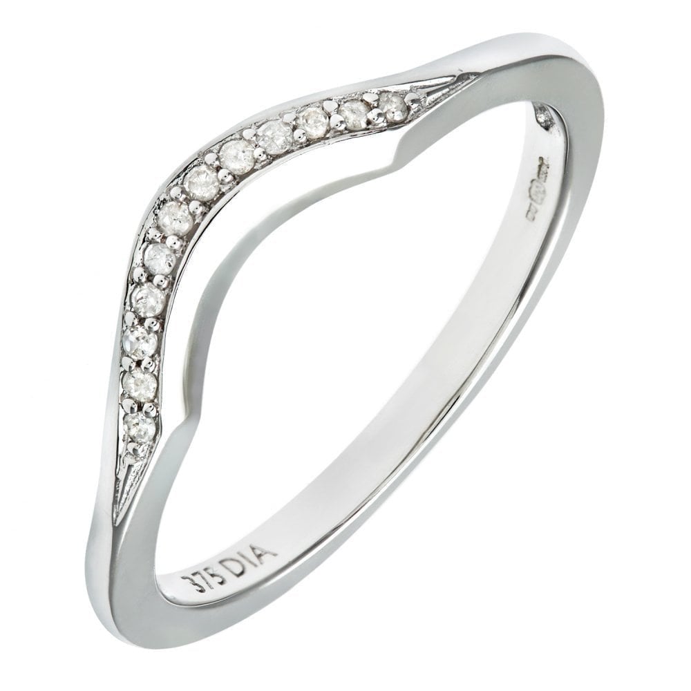 9ct White Gold Natural Diamond Stacker Bridal Ring