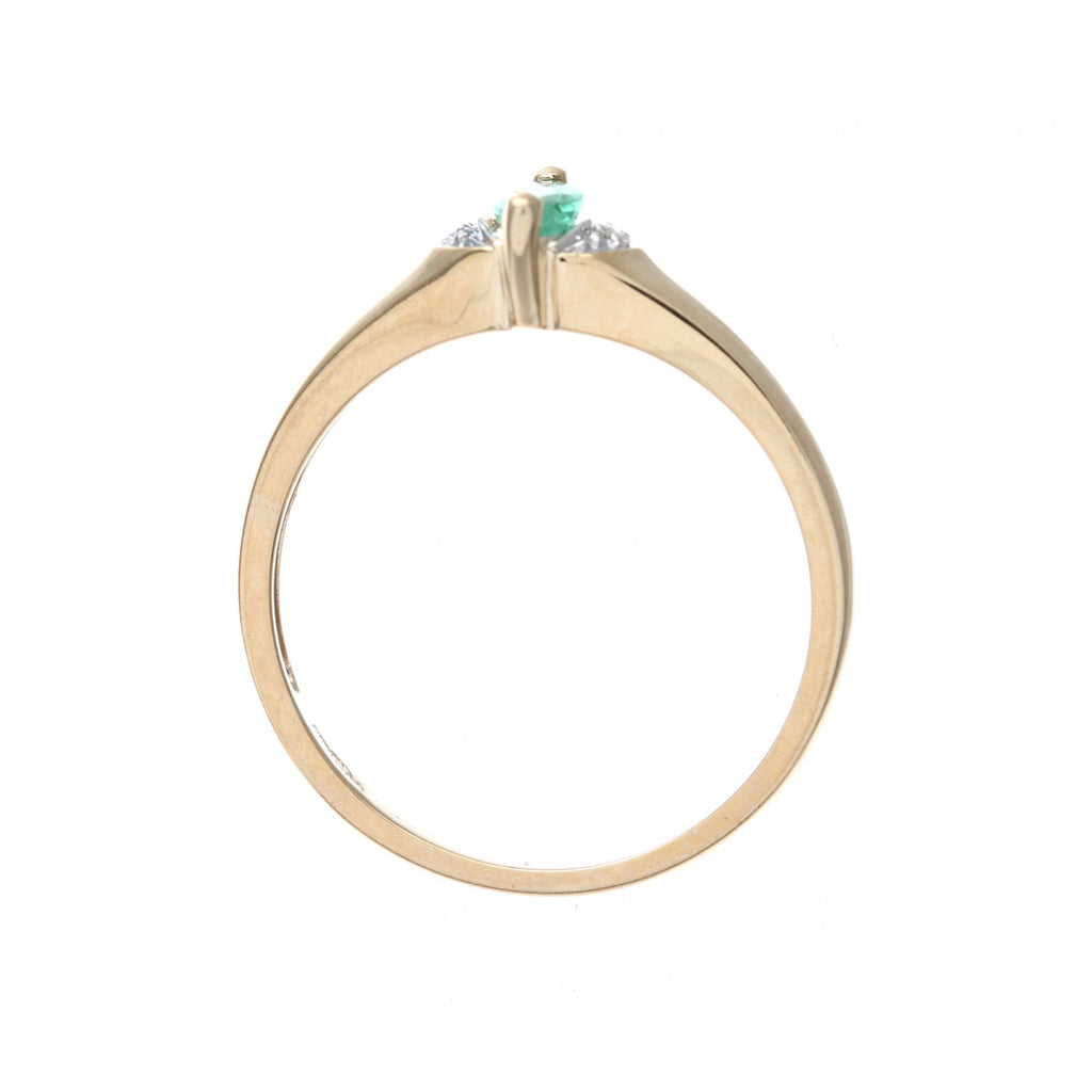 9ct Yellow Gold Marquise Emerald and Diamond Trilogy Ring