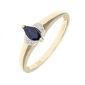Marquise Natural Blue Sapphire and Diamond Solitaire Engagement Ring in 9ct Yellow Gold