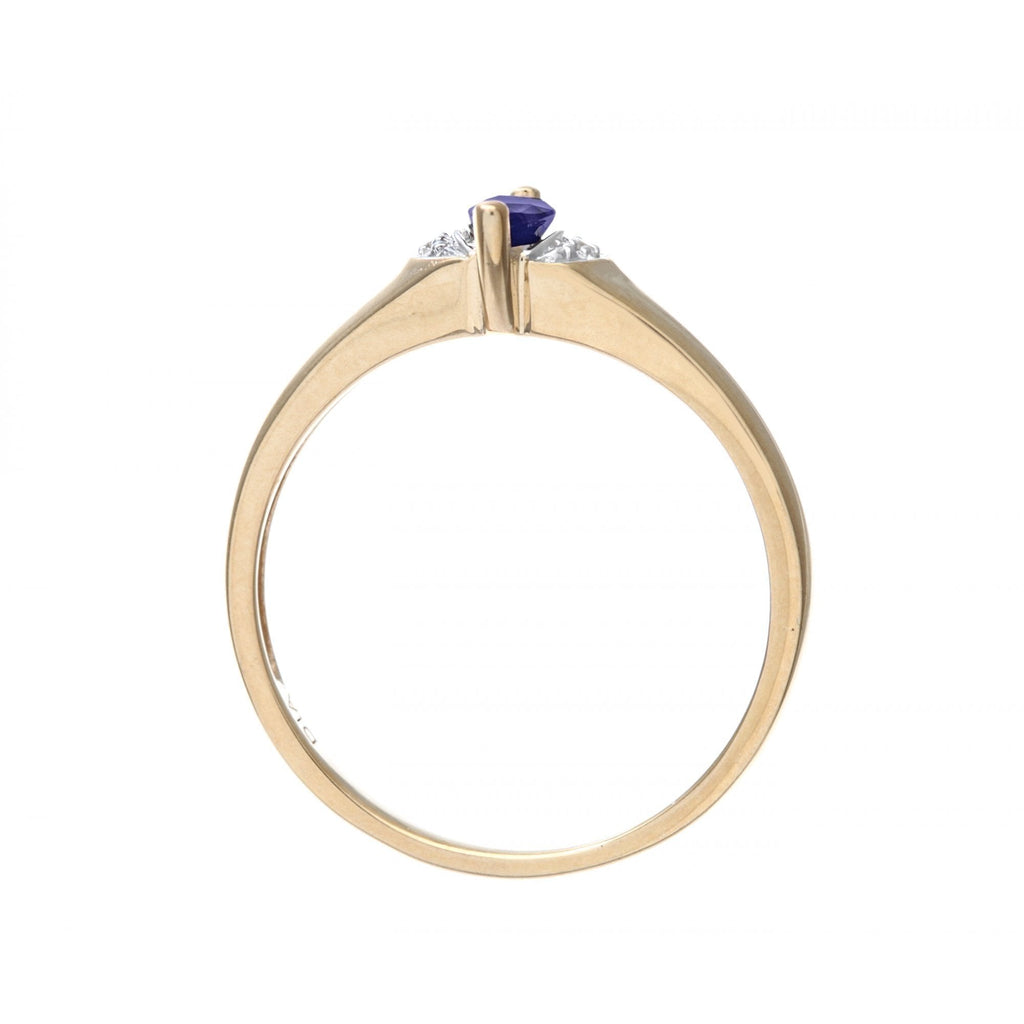 Marquise Natural Blue Sapphire and Diamond Solitaire Engagement Ring in 9ct Yellow Gold